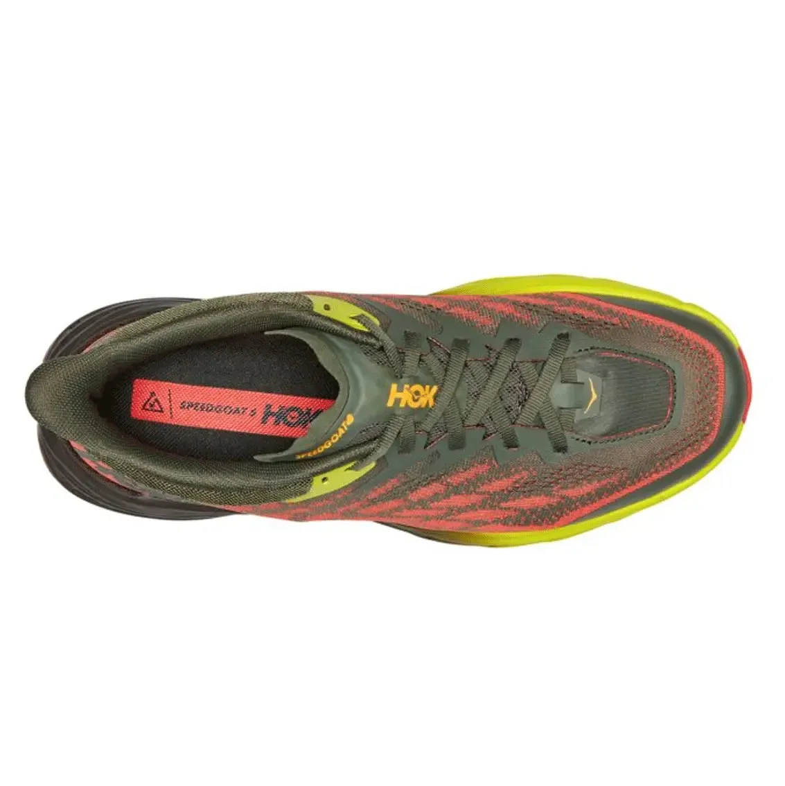 Mens HOKA Speedgoat 5 (Wide) - Thyme / Fiesta