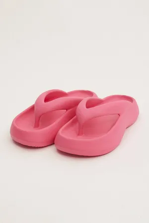 Pink Chunky Flat Slides