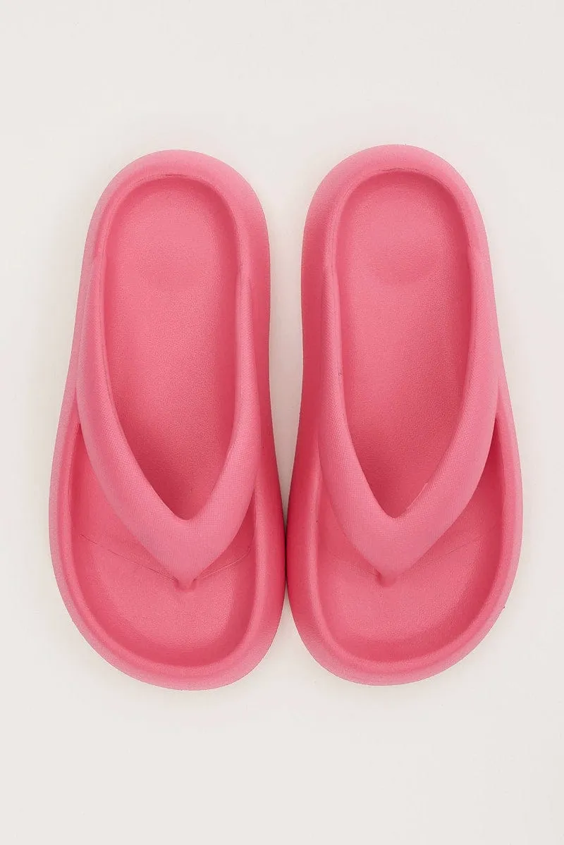 Pink Chunky Flat Slides
