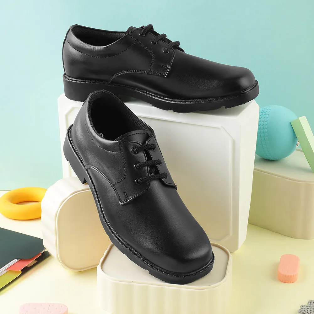 Prefect Black Non Lacing Uniform School Shoes For Kids S/BOY-LS N By Liberty