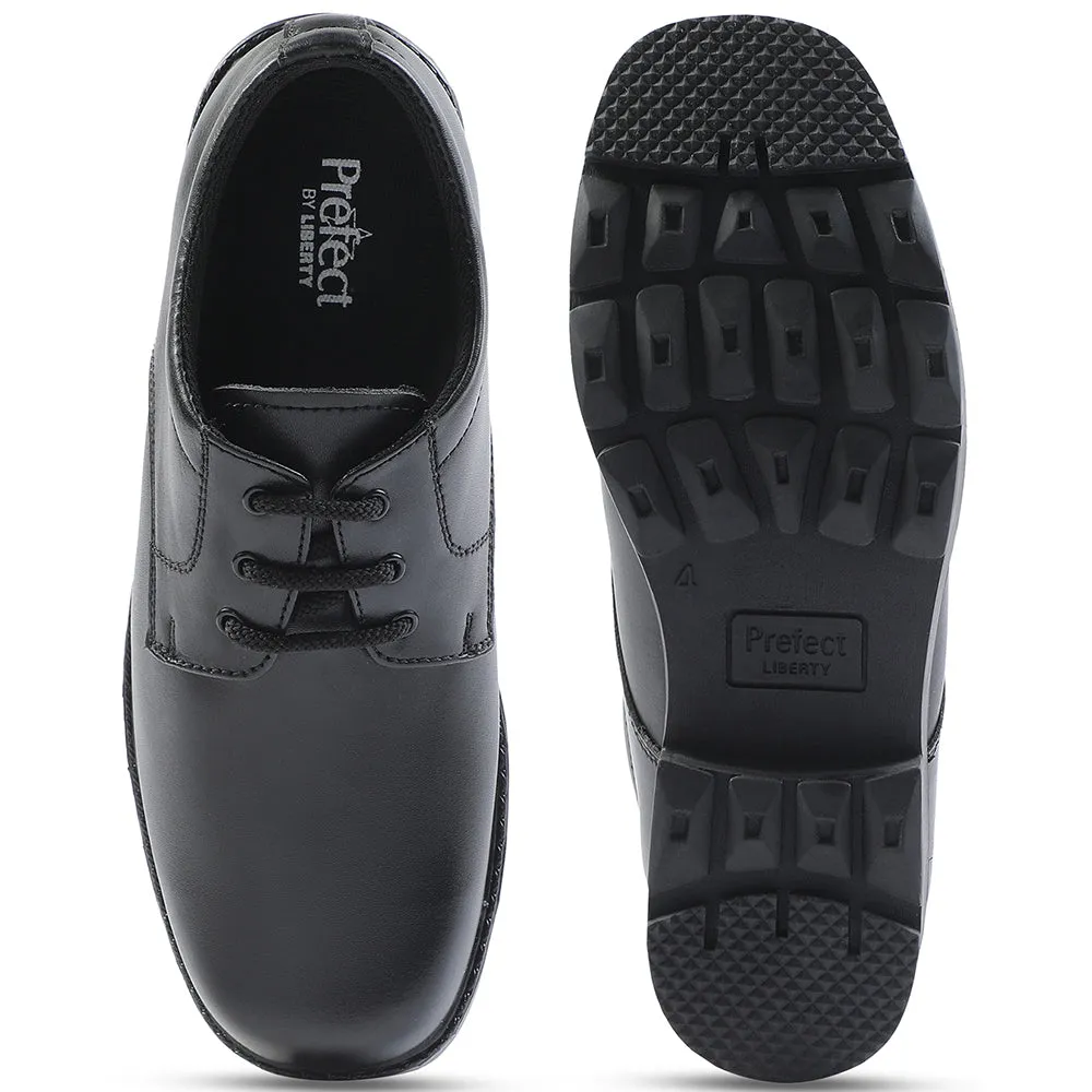 Prefect Black Non Lacing Uniform School Shoes For Kids S/BOY-LS N By Liberty