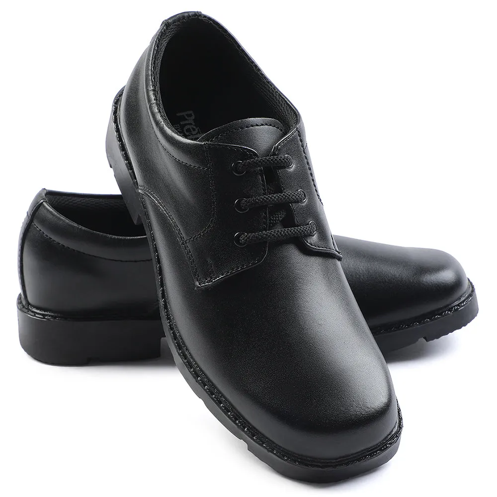 Prefect Black Non Lacing Uniform School Shoes For Kids S/BOY-LS N By Liberty