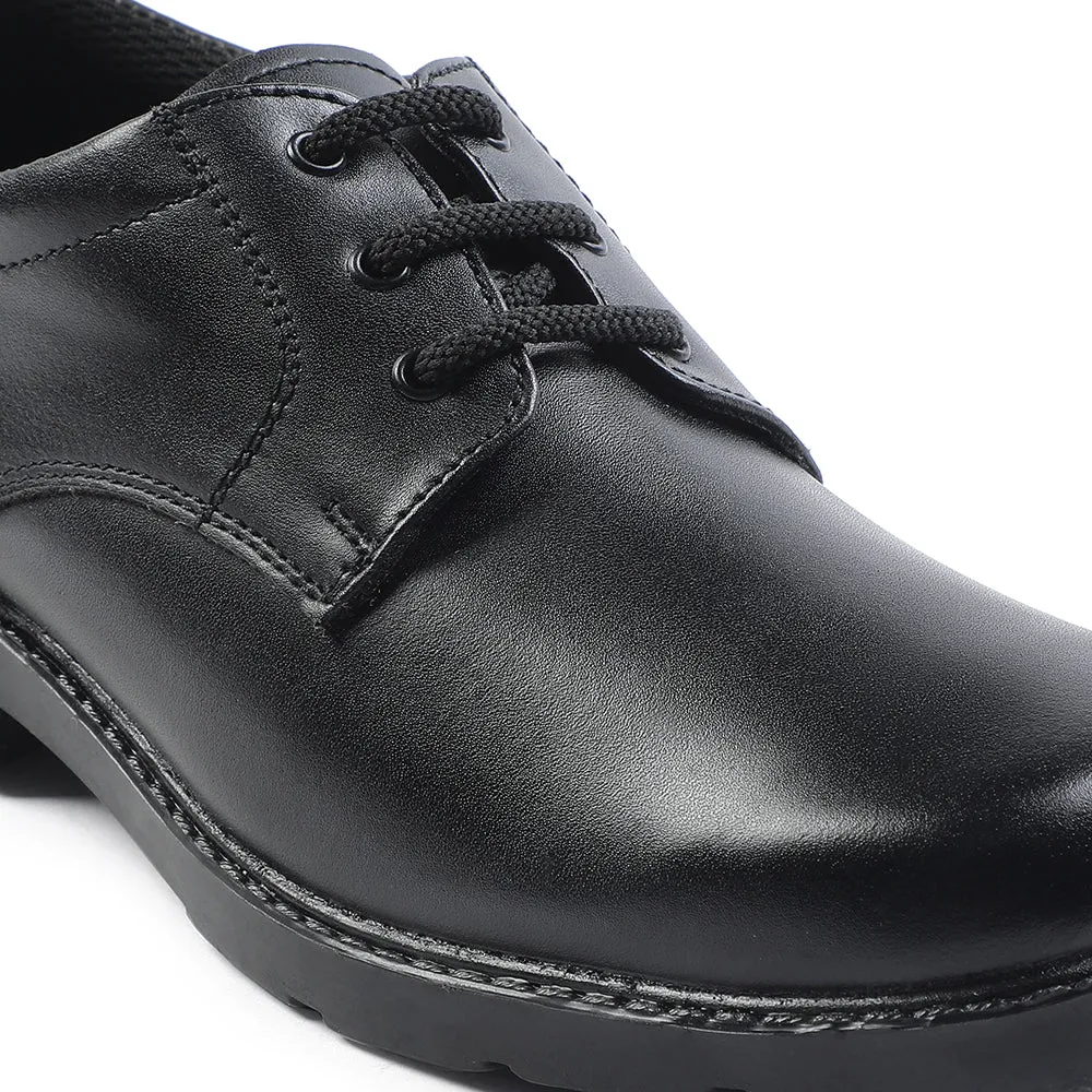 Prefect Black Non Lacing Uniform School Shoes For Kids S/BOY-LS N By Liberty