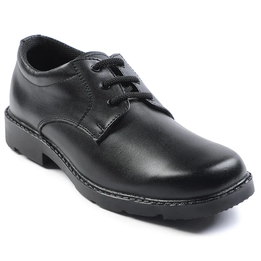 Prefect Black Non Lacing Uniform School Shoes For Kids S/BOY-LS N By Liberty