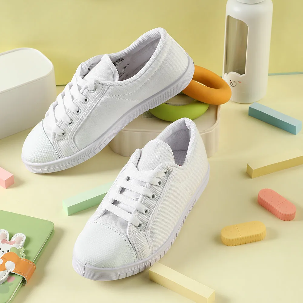 Prefect White Lacing PT School Shoes For Kids TENIS By Liberty