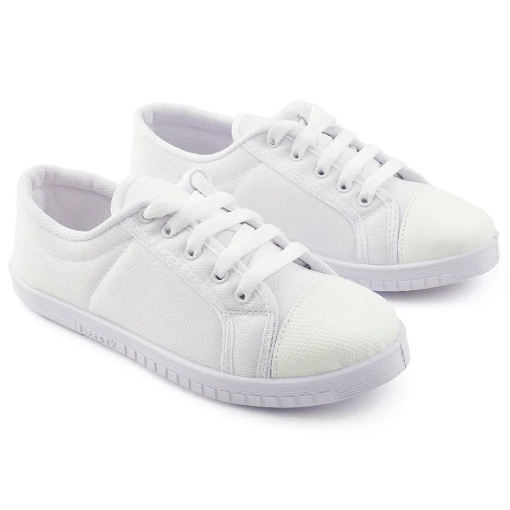 Prefect White Lacing PT School Shoes For Kids TENIS By Liberty