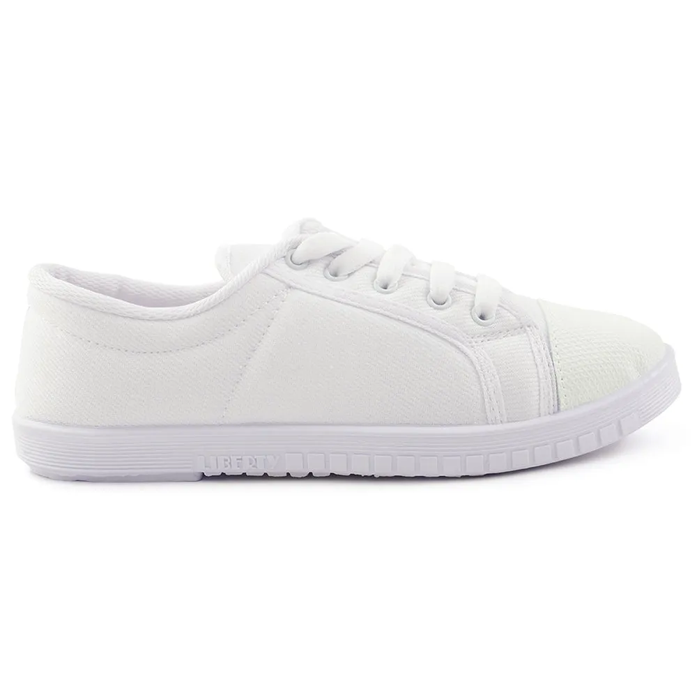 Prefect White Lacing PT School Shoes For Kids TENIS By Liberty