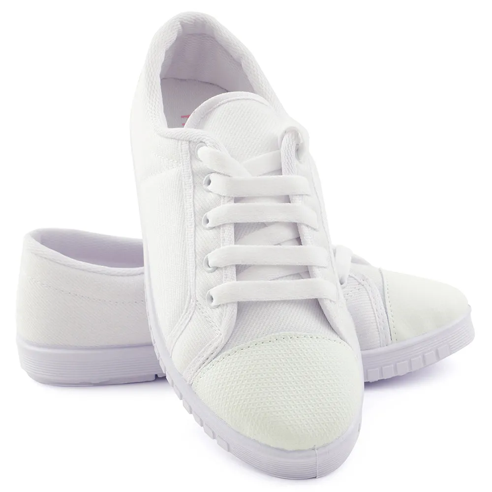 Prefect White Lacing PT School Shoes For Kids TENIS By Liberty