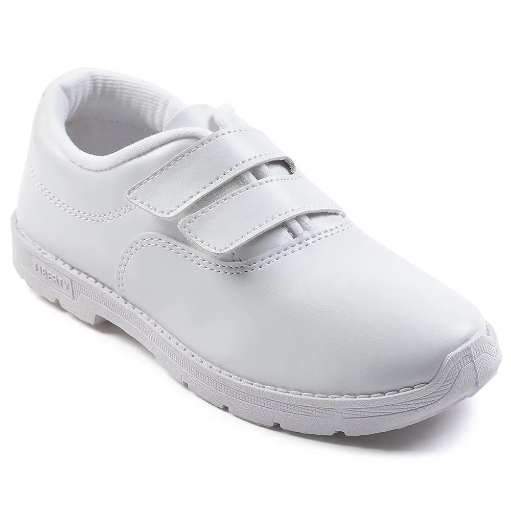 Prefect White Velcro Uniform School Shoes For Kids S/BOY-V By Liberty