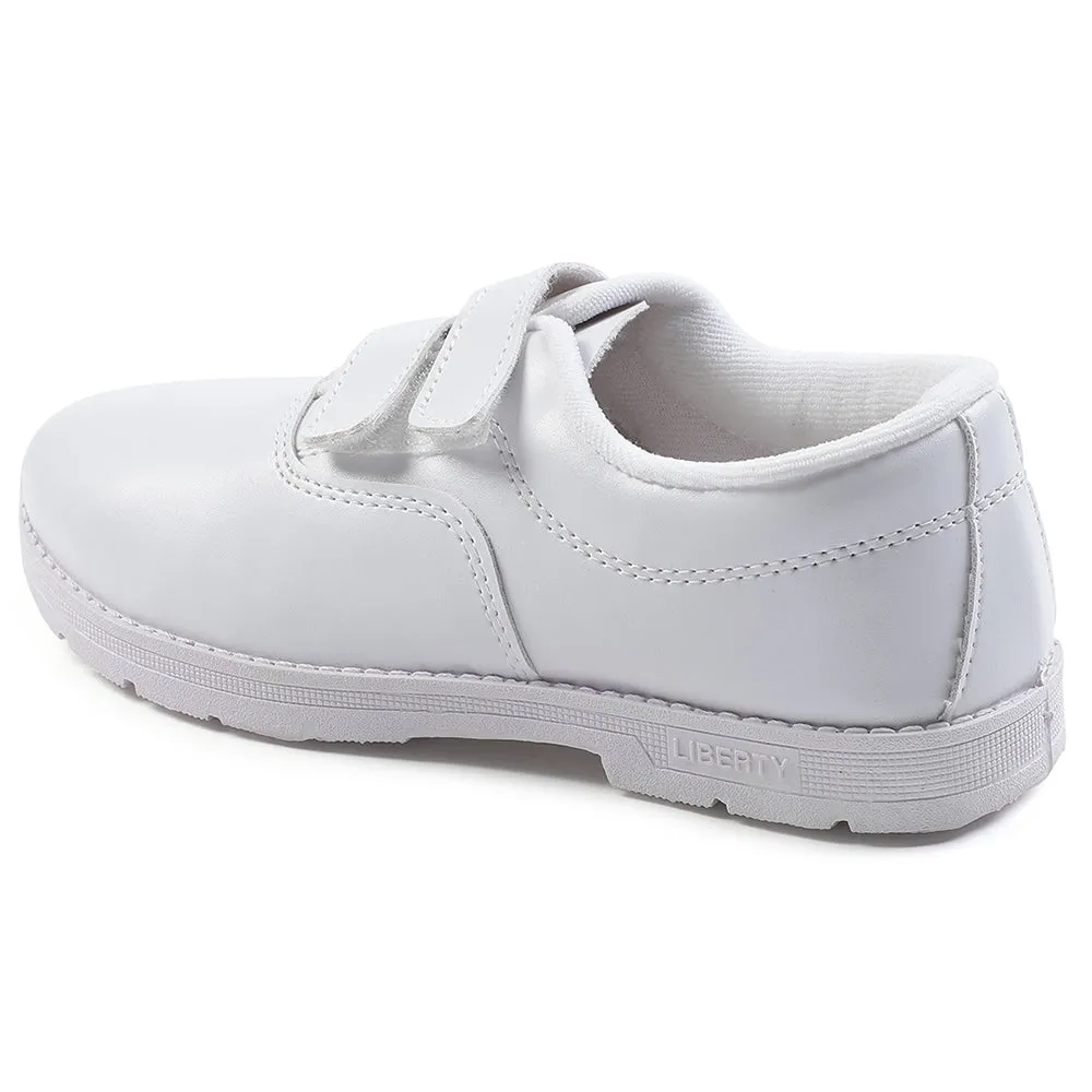Prefect White Velcro Uniform School Shoes For Kids S/BOY-V By Liberty