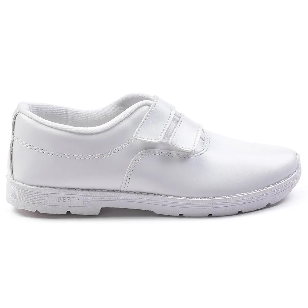 Prefect White Velcro Uniform School Shoes For Kids S/BOY-V By Liberty