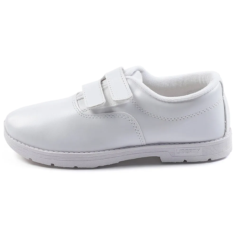 Prefect White Velcro Uniform School Shoes For Kids S/BOY-V By Liberty