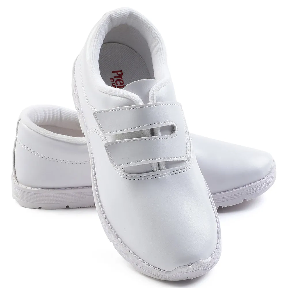 Prefect White Velcro Uniform School Shoes For Kids S/BOY-V By Liberty