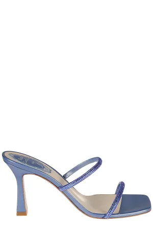 René Caovilla Crystal-Embellished Two-Strap Heel Sandals