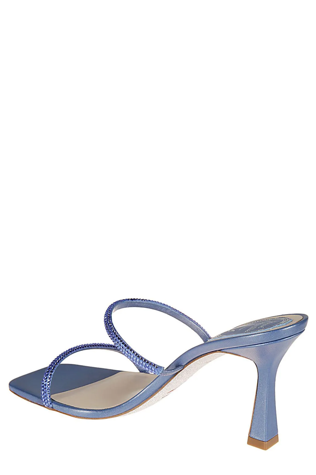 René Caovilla Crystal-Embellished Two-Strap Heel Sandals