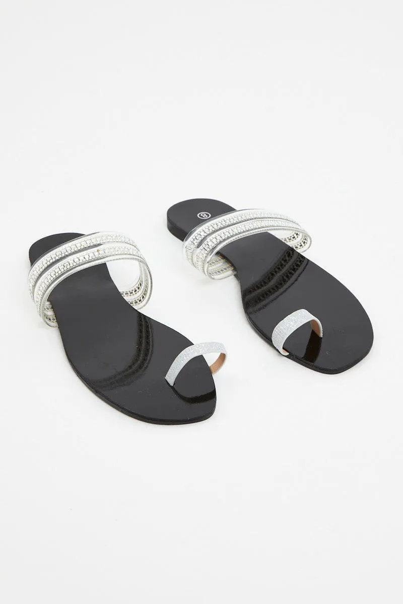 Silver Silver Flat Slides