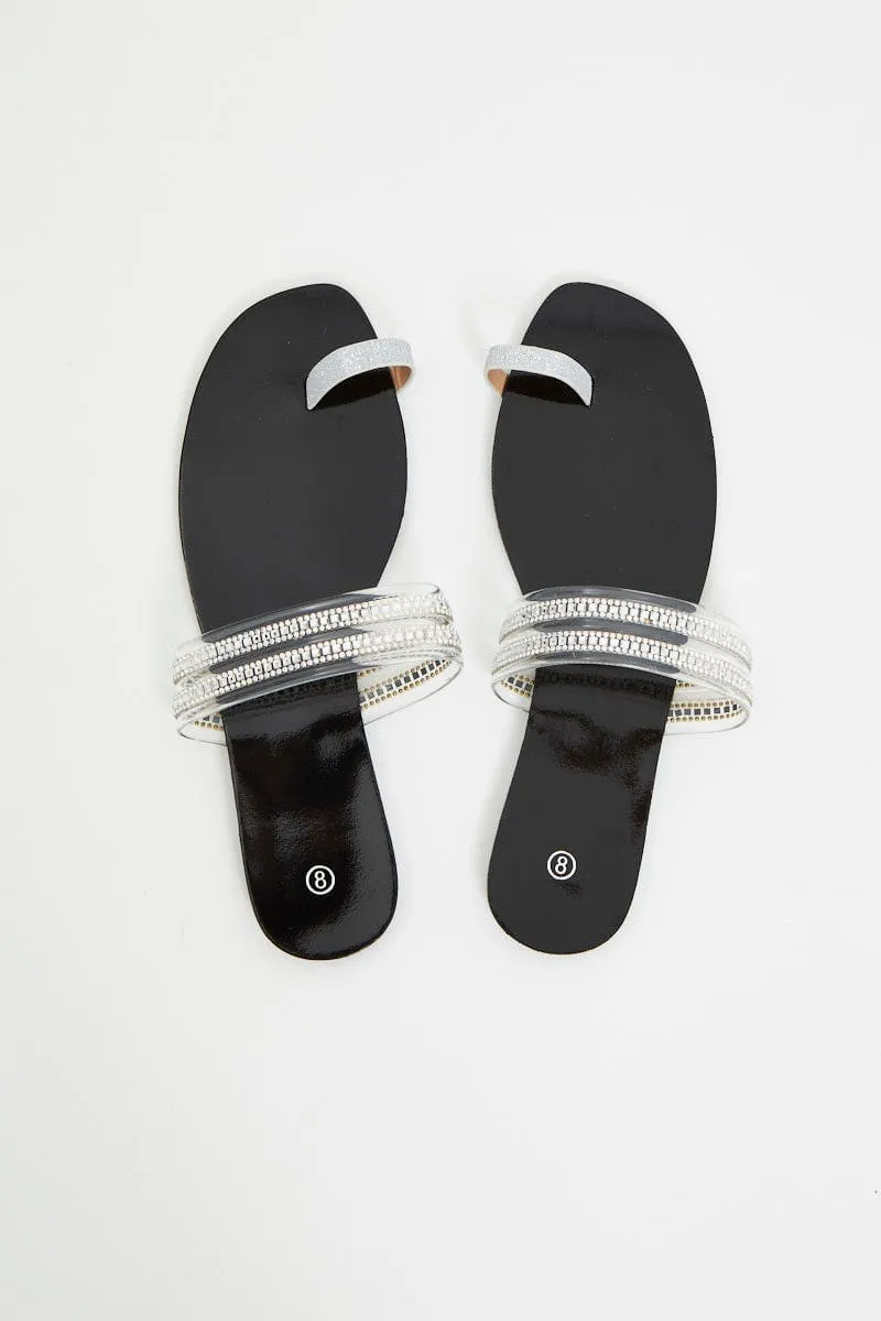 Silver Silver Flat Slides