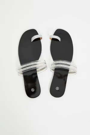 Silver Silver Flat Slides