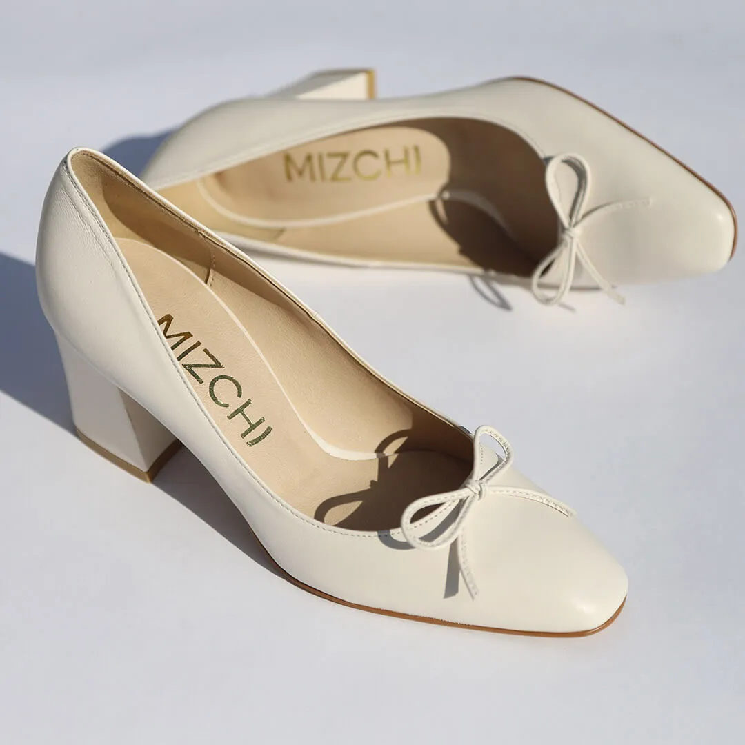 *UK size 2.5 - JANE LEATHER - yellow, 6cm heels