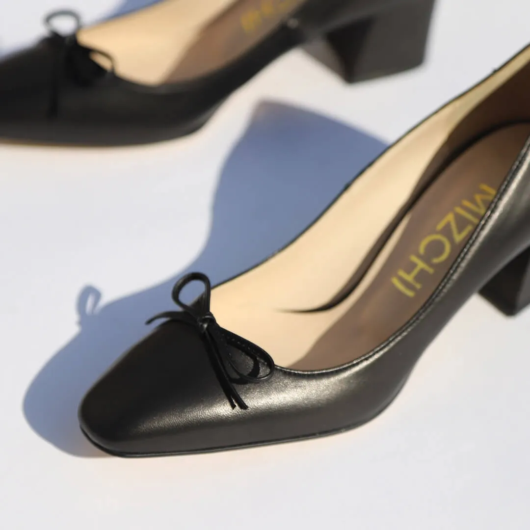 *UK size 2.5 - JANE LEATHER - yellow, 6cm heels