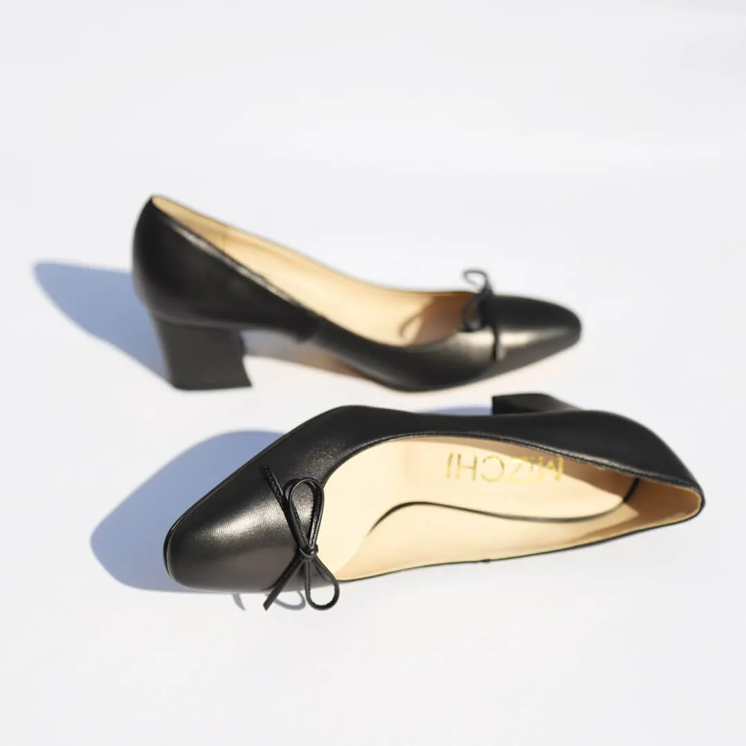 *UK size 2.5 - JANE LEATHER - yellow, 6cm heels