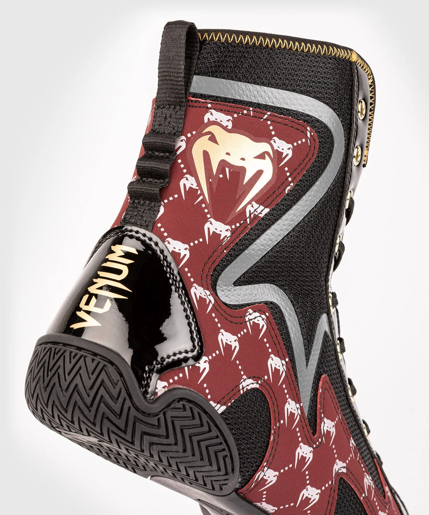 Venum Elite Evo Monogram Boxing Shoes – Black/Burgundy