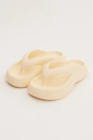 White Chunky Flat Slides