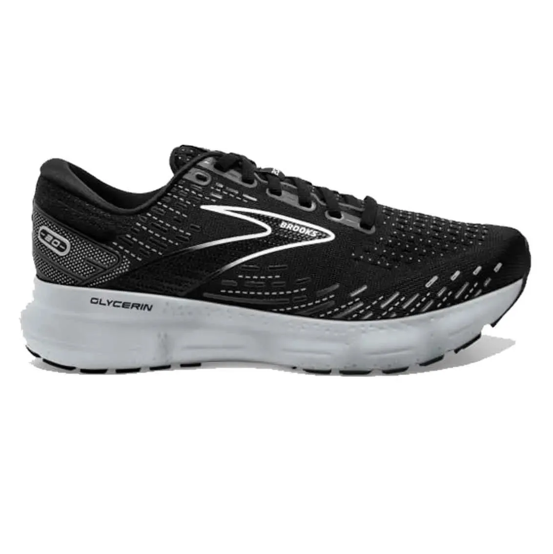 Womens Brooks Glycerin 20 (Wide) - Black / White