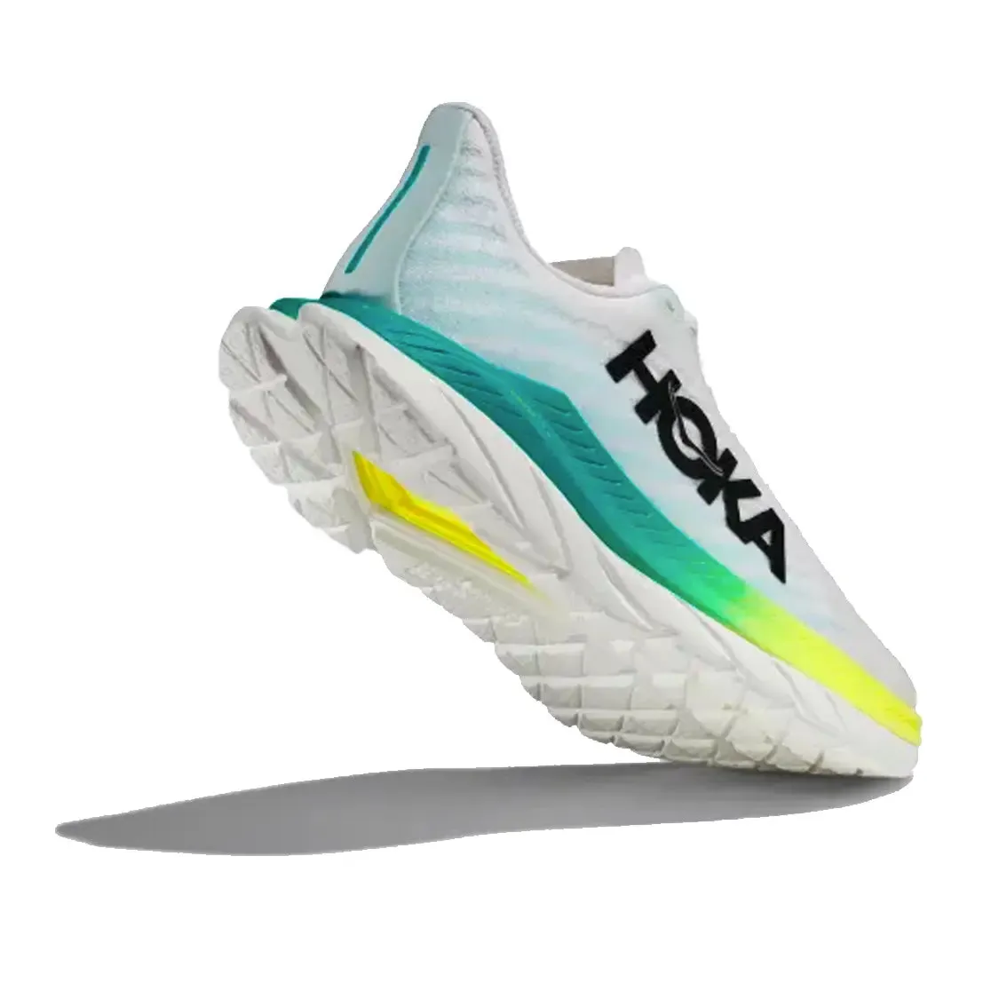 Womens HOKA Mach 5 (Wide) - White / Blue Glass
